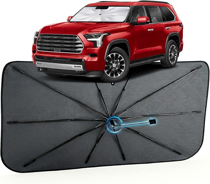 Car Windshield Sun Shade for Toyota Sequoia 2008-2026 –[Reflective Coated Fabric] Sunshade Umbrella for Front Window, Car Shades Sun Visor Keep Car Cool and Protects Interior, 1:1 Exact Fit