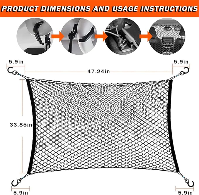 Car Dog Barrier for Chrysler Pacifica 2017-2025, Cargo Net for SUV Adjustable Mesh Pet Barrier Double-Layer Thickened Net Dog Travel Accessoriesa