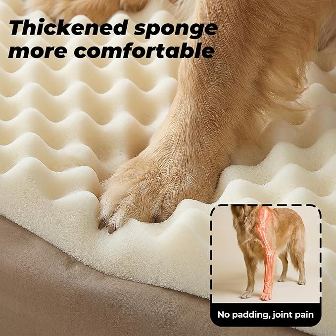 Large Dog Car Seat Integrated Hard-Back, Durable Waterproof Rear Seat Extension Pad Features Dual mesh Windows and Storage Pockets Fits sedans, SUVs, and Trucks