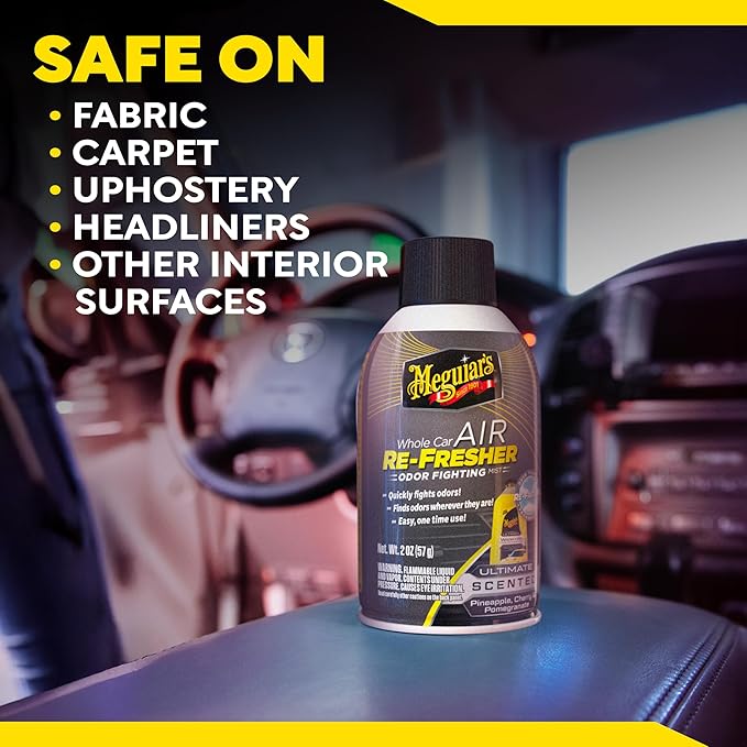 Meguiar’s Car Air Refresher Odor Fighting Mist,Ultimate, Long-Lasting Car Air Freshener Fights Strong and Unwanted Vehicle Smells while Refreshing Interiors with a Refreshing Scent, 2 oz Aerosol