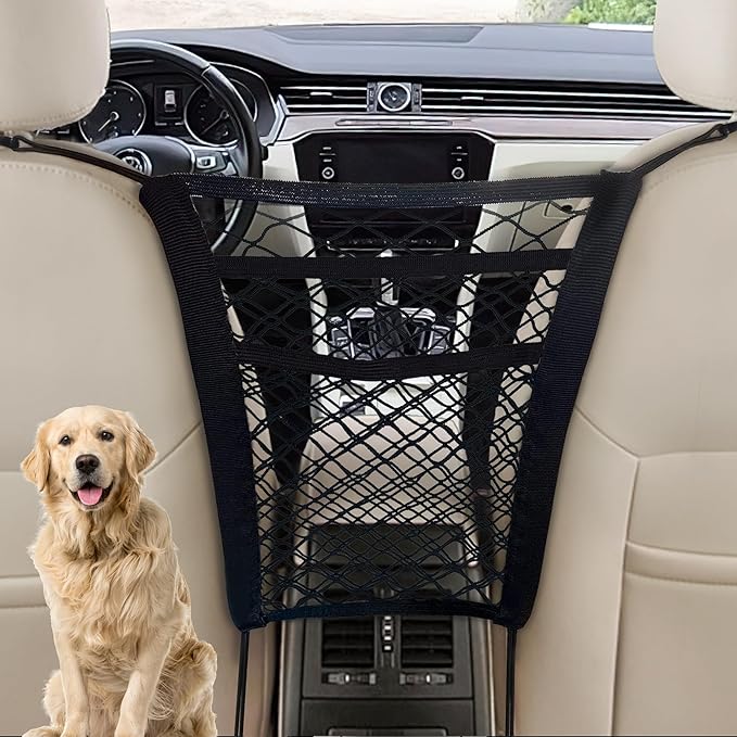 JITUIHOM Dog Car Net Barrier for Chevy Silverado Sierra 1999-2006, Dog Car Net Barrier Pet Barrier with Flexible Bungee Cords Easy to Clean Easy Install for Dog & Child