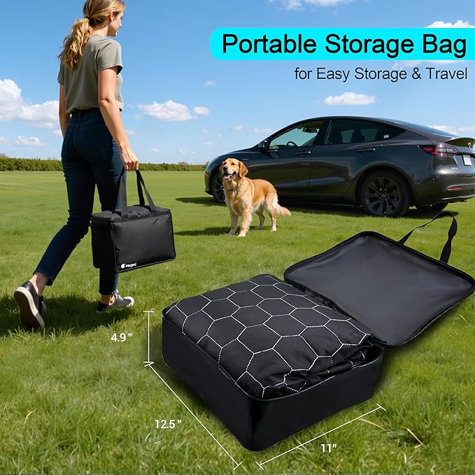 Meginc Dog Seat Covers for Back Seat, Dog Car Seat for Tesla Model 3, 100% Waterproof Pet Seat Cover Protects from Scratches, Scuffs, Hammock for Tesla with Mesh Window & Headrest Protection