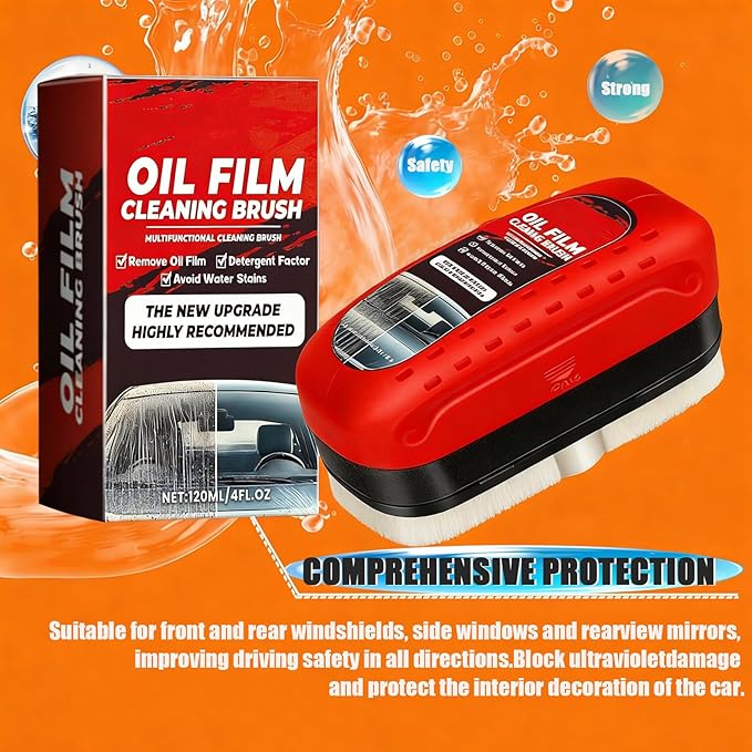 Clear Vision Windshield Cleaner Clearvision Glass Cleaner Clear Vision Glass Cleaner Automotive Oil Film Cleaning Brush Windshield Oil Film Remover Improving Windshield Clarity & Visibility