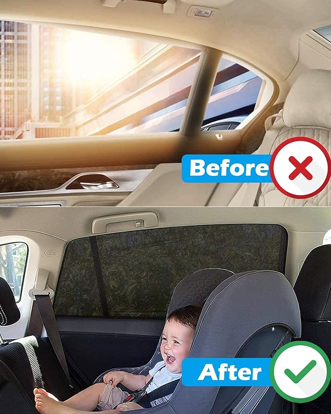 Tevlaphee Car Sunshade Kids, Universal Sun Visor Car Net Sunscreen Baby with Certified UV for Side Window Mesh Material Protects Passenger Baby, Children & Pets(L) (L)
