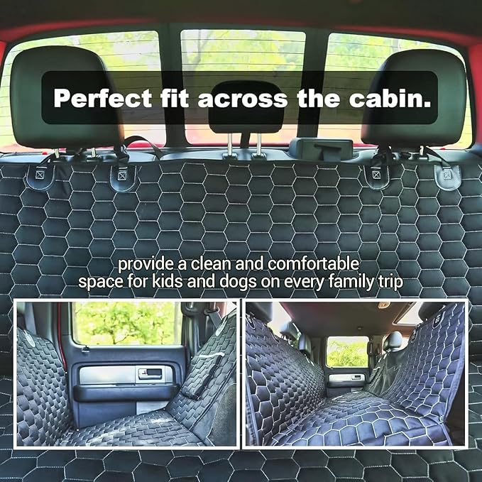 Meginc Dog Car Seat Cover for Trucks, Car Seat Cover for Back Seat Protector F150 Ram 1500, Waterproof Dog Hammock for Truck with Mesh Window Heavy Duty Seat Cover for F-Series/GMC Sierra/Silverado