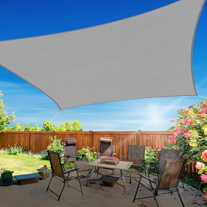 RoomHacks 12'x12' Sun Shade Sail, UV Protection Outdoor Shade, Curved Tear Resistant Heavy Duty Sun Shade for Patio Garden, Backyard, Deck, Car Port, Playground, (Grey)