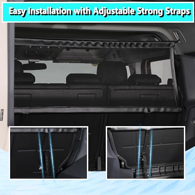 Universal Fit Pet Barrier Car Divider for Ineos Grenadier 2020-2025+ | Heavy-Duty Mesh Backseat & Trunk Dog Fence | Adjustable Vehicle Cargo Net for Travel Safety (Black)