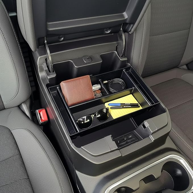 Vehicle OCD Center Console Organizer Tray for Chevy Silverado 1500 / GMC Sierra 1500 (2019-2021) & 2500/3500 HD (2020-2023) (Full Console w/Bucket Seats ONLY) - Made in USA - SLX153