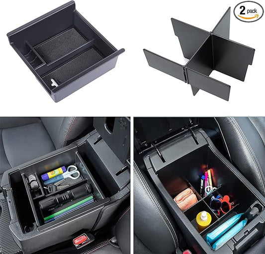 JDMCAR Center Console Organizer Set Compatible with 2010-2024 Toyota 4Runner Accessories Insert ABS Black Compartment Divider Armrest Tray (2-Pack)