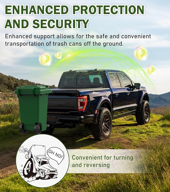 ELITEWILL New Trash Can Hauler Hitch Trash Can Transporter,Wheeled Garbage Can Towing Carrier Fit for Truck Auto Car SUV Golf Cart ATV UTV with 2" Receiver