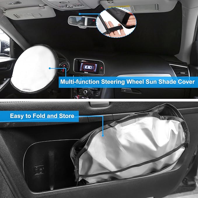 Windshield Sun Shade Custom Fit for 2007 2008 2009 2010 2011 Toyota Camry Accessories Foldable Sunshade Sun Blocker Protect Car from Sun Rays & Heat Damage Keep Car Cooler