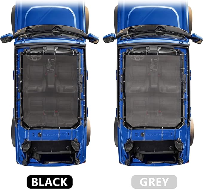 sukemichi Sunshade for Ford Bronco,Mesh Sun Shade Bikini Top Cover Bimini Top for Ford Bronco Accessories 2021 2022 2023 2024 2025 2026 4 Door - Blocks UV, Wind, Noise (Grey)