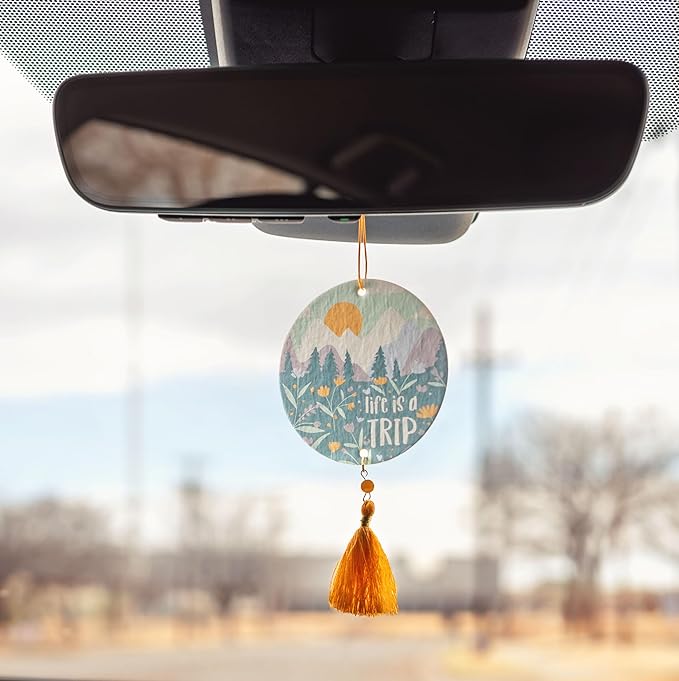 Karma, Essential Oil Air Freshener for Cars Set of 2, Home & Office - Colorful Decorative Hanging Air Freshener with Tassel, Don't Hurry Summer Rain Scented