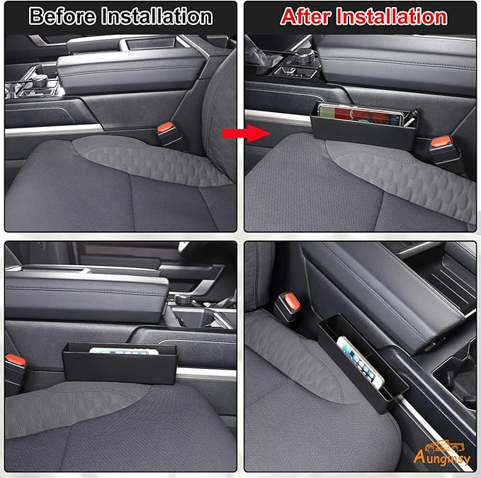 Aunginsy Car Seat Gap Filler Organizer Compatible with Toyota Tundra 2022-2025 2026, Car Front Seat Organizer Truck Side Seat Crevice Gap Filler Storage Box Between Seat & Console Insert Accessories