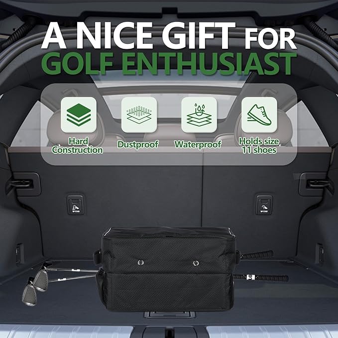 3 Layer Golf Trunk Organizer - Large Capacity Golf Trunk Organizer for 2 Pair Size 13 Shoes, Gifts for Men for Accessories, Balls, Tees, Clothes, Gloves