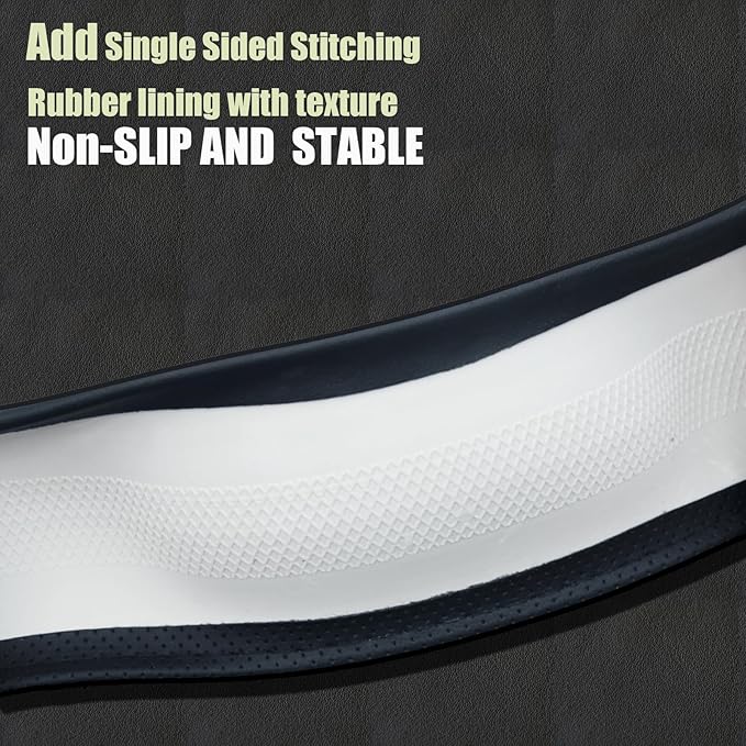 D Shaped Steering Wheel Cover, Flat Bottom Car Wheel Cover 14 1/2-15 inch (37-39 cm), Breathable Microfiber Leather, Black