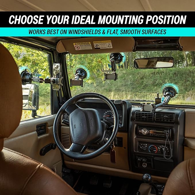 CARMOUNT TitanX100 – Suction Cup Phone Mount for Car & Truck – Heavy Duty Metal Phone Holder, Windshield Phone Mount for iPhone, Android, GPS & All Devices