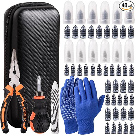 100PCS tire Screw Plug Repair kit – No Tire Removal Needed, tire sidewall Repair kit, Patch Plug Tools & Portable Storage Bag – Quick Flat Tire Fix for Car, Truck, Motorcycle & SUV