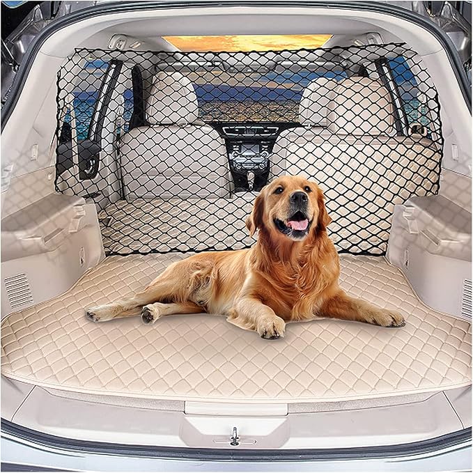 Car Dog Net Barrier 47" Pet Restraint Net Vehicle Safety Backseat Divider for Driving Safely with Children & Pets, Universal for Cars, SUVs - Easy Install