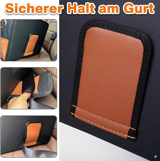 Noaman Car Organizer - 2025 Upgraded Leather Car Storage Organizer for Front Back Seat or Floor with 3 Metal Handles 6 Apartments, Multipurpose Car Organizers and Storage Black.