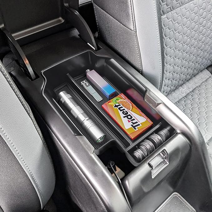 TACORBO Center Console Organizer Compatible with Chevy Colorado/GMC Canyon Accessories 2015-2020 2021 2022 Armrest Secondary Storage Box, ABS Materials,Black Trim