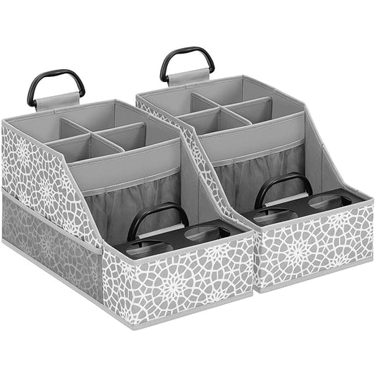Car Seat Organizer Backseat Front Seat, Car Organizer With 12 Storage Compartments 2 Cup Holders, Snack Storage For Kids Baby, SUV Truck Van Collapsible Storage Bag For Travel, PT, 2PK
