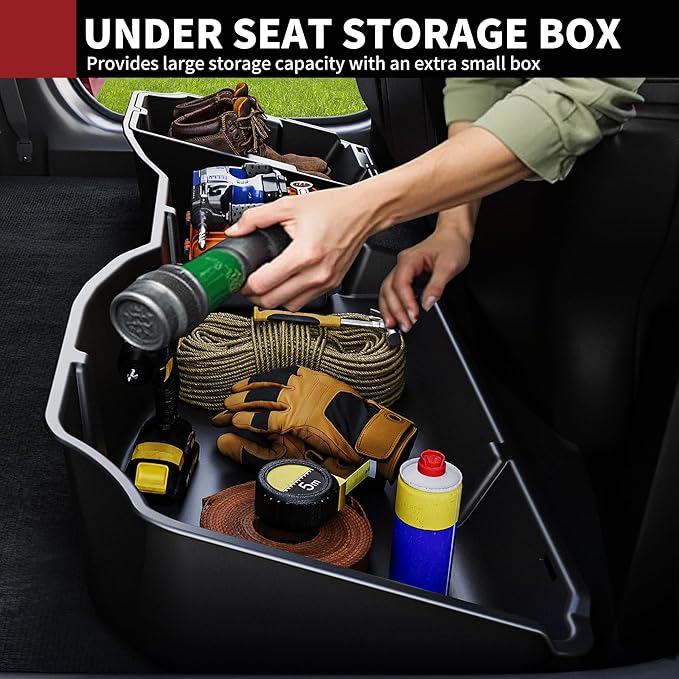 oEdRo Underseat Storage for Chevy Silverado/GMC Sierra 1500(2014-2018) Crew Cab, 2500HD 3500HD(2015-2019), Upgraded Rear Under Seat Storage Truck Organizer Tool Box