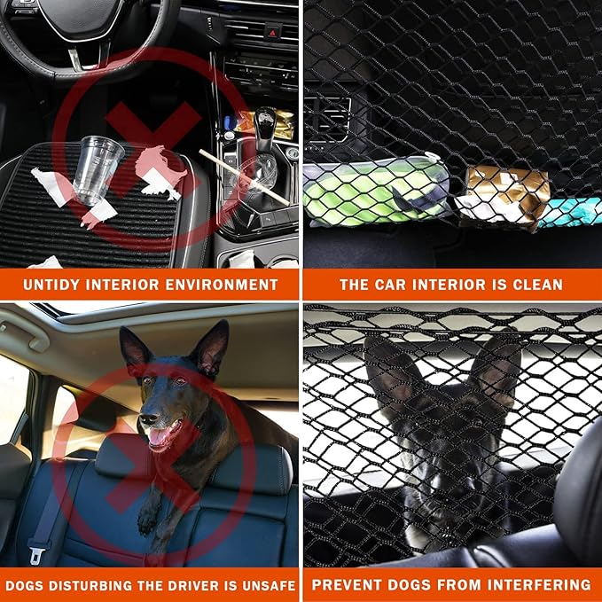 Car Dog Barrier for Ford Escape 2020-2023 2024 2025, Cargo Net for SUV Adjustable Mesh Pet Barrier Double-Layer Thickened Net Dog Travel Accessoriesa