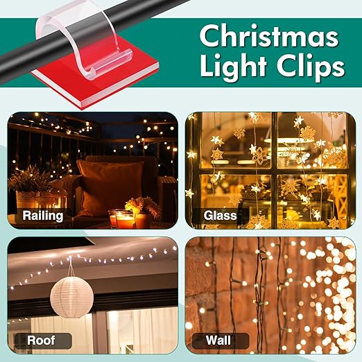 Namalu 240 Pcs Cable Clips Outdoor Wire Clip Adhesive Cable Hook Cord Organizer Holder R Shape Christmas Light Clip for Desk Wall Cable Management String Lights Fairy Light Decoration(Clear, Small)