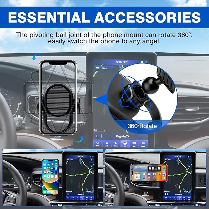 Autorder Car Phone Holder for Ford Explorer 2020-2024 Accessories 10.1-Inch Cell Phone Mount with Dash Organizer Hands-Free 360 Degree Rotation