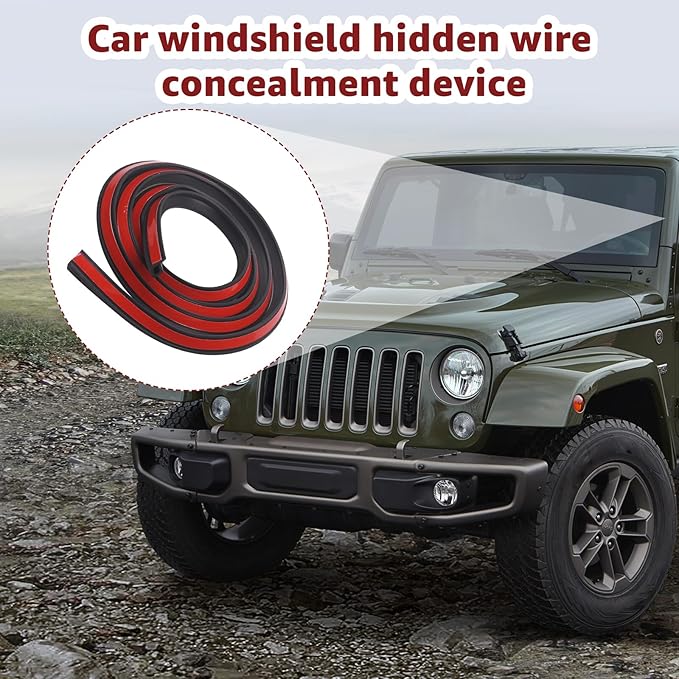 6.56FT Car Cable Wire Hider,Car Windshield Wire Hider,Light bar Wire Hider,with Adhesive Backing (2 PCS)