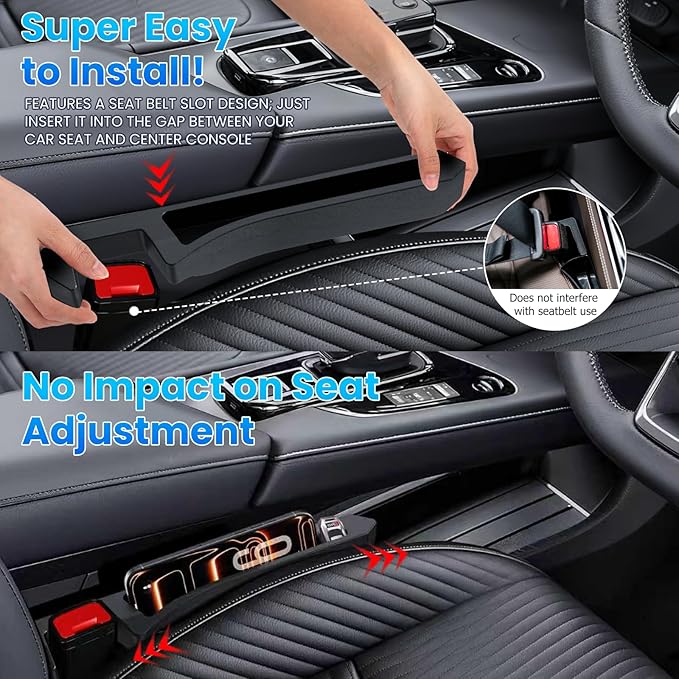 Half-Sized Seat Gap Filler Compatible with Ford F150 F250 F350 F450 | Zero Interference Side Storage Space | Anti-Drop Organizer | Free Window Breaker | Full Console w/Bucket Seats ONLY