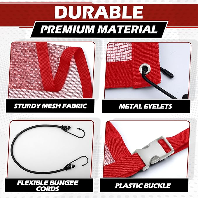 Universal Dog Car Net Barrier – Sturdy Mesh, Easy Install, Breathable Design, Easy to Clean, Flexible Bungee Cords for Adjustable Fit 23"×23" (Red)