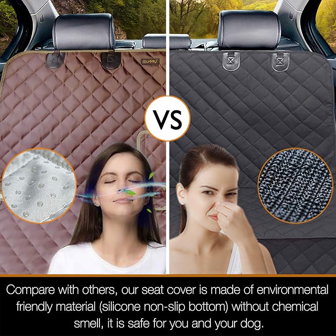 iBuddy Car Seat Cover Waterproof Back Seat Cover for Kids and Dogs Without Smell Heavy Duty and Nonslip Rear Seat Protector Non Stick Fur Bench Seat Cover for SUV Van Easy to Install Machine Washable