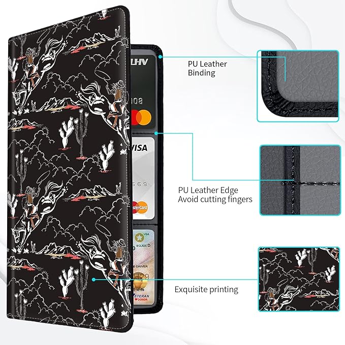 Car Registration and Insurance Card Holder, Vehicle License Documents Glove Box Compartment Organizer Wallet, ID Card Holder for Car Essentials Automobile, Western Man Cowboy