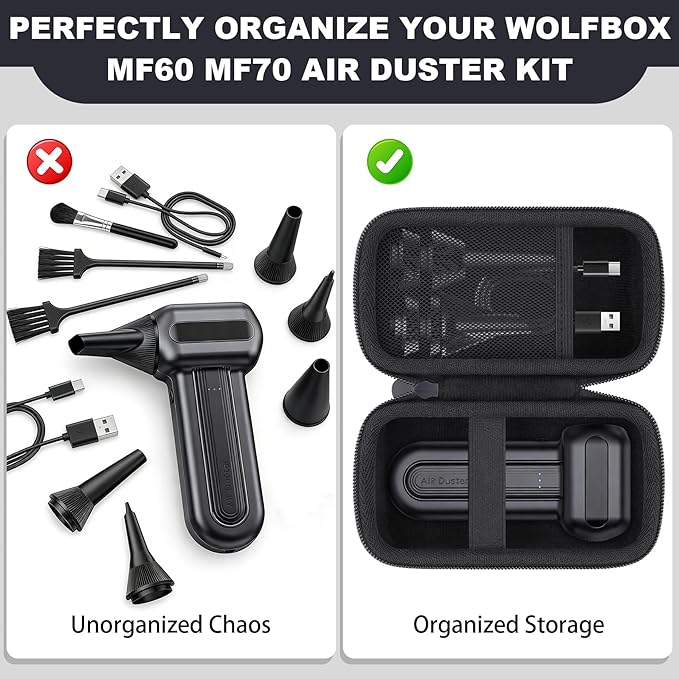 khanka Case for WOLFBOX MF50 MF60 MF70 Electric Air Duster,Hard Storage Case Compatible with Wolfbox MF50 MF60 MF70 Air Compressor and Accessories,Case Only（Black）