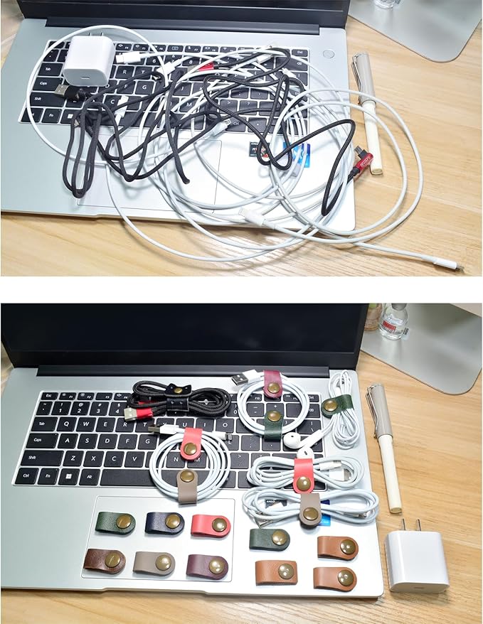 CAILLU Cord Organizer,Cord Keeper,Cable Organizer USB Holder,Cable Management,Cable Straps,Earbud case,wrap Headset Winder,Phone Earphone Clips Ties Stocking Stuffers for Men Gifts
