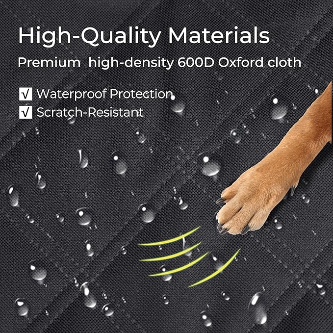 Dog Front Seat Cover for Car, Waterproof 600D Oxford Cloth Pet Seat Protector with Side Flaps, Durable Dog Car Seat Cover Front Passenger for Bucket Seat/Captain Chair, Full Protection (Black)