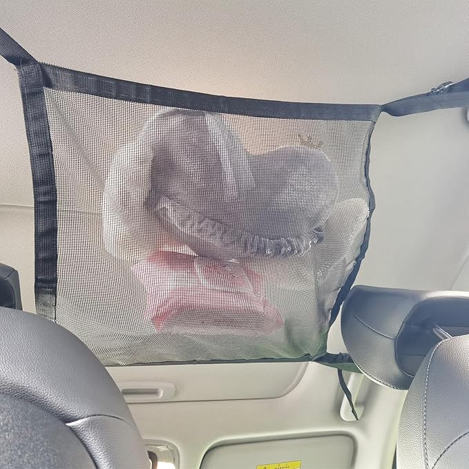 RUIANTE Dog Car Net Barrier Pet Travel Barrier Car Divider Mesh Drive Safely Adjustment Length for Children and Pets Dogs Sturdy Mesh Car Ceiling Cargo Net Universal Fit Cars SUVs Truck Pickup Black