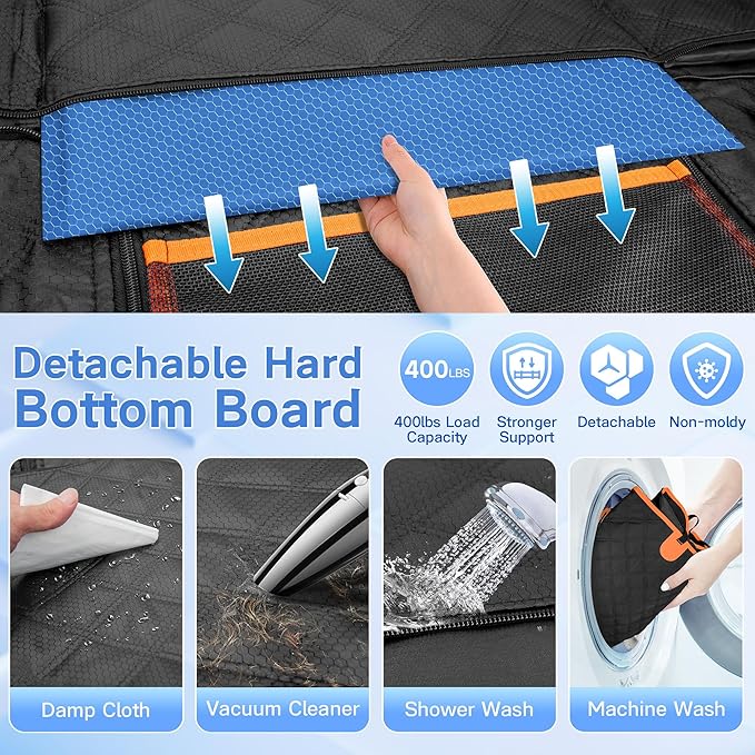 Dog Car Seat Cover for Back Seat, Hard Bottom Car Seat Cover for Dogs with Door Protectors for Traveling and Camping with Pets, Waterproof and Scratch-Resistant, Suitable for Cars