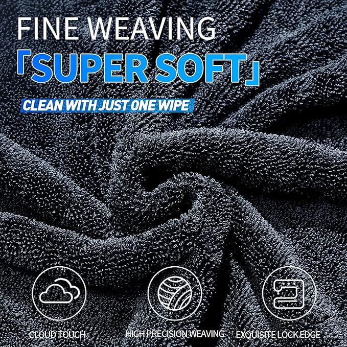 2-Pack1200 GSM Car Drying Towels (24" x 36") Car Drying Towel Extra Large Ultra Absorbent Drying Towel for Cars and Trucks, Without Streaks, Scratches, or Water Spots (Gray-Green)