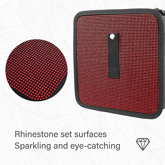 Foldable Trash Cans with Rhinestone, Bling Car Bin for Seat Organizer & Decorations, Universal Bling Accessories for Most SUVs, Trucks (Red)