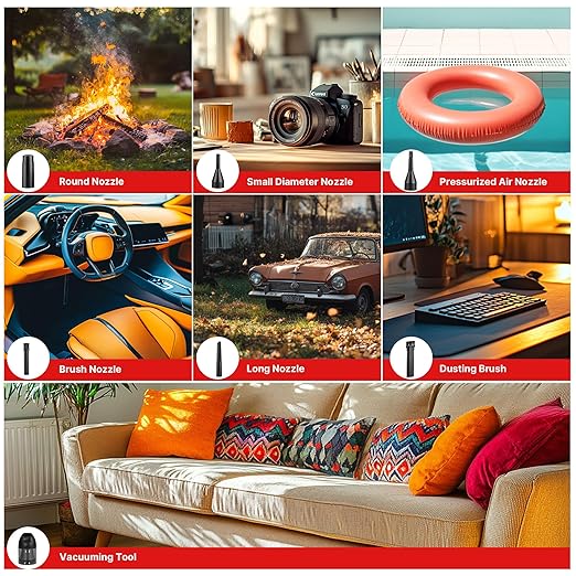 Shop-Vac 2-in-1 Car Vacuum & Air Duster, 14000Pa Blow/Suction Portable Cordless Vacuum, Mini Blower, Handheld & Lightweight with 6 Nozzles, Type-C Rechargeable for Auto/Home/Office