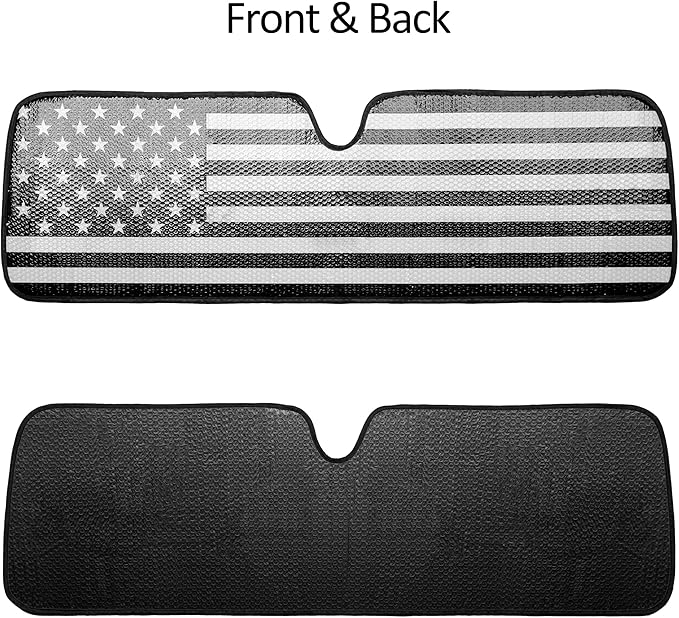 Litivy Windshield Sun Shade Compatible with Jeep Wrangler JK JKU JL JLU 1997-2023 & Jeep Gladiator JT 2020-2023 16.5"x52.5" Folding Front Window Sun Shade for Car Accessories (American Flag)