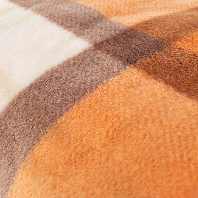 Heated Car Blanket - 12V Electric Travel Blanket for Car, Truck, SUV or RV - Portable Heated Throw for Road Trips, Camping or Winter Emergency Kit for Cold Weather Travel by Stalwart (Orange Plaid)