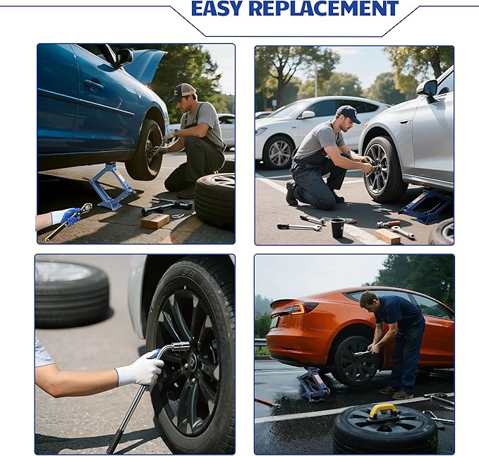 LARBANKE Car Jack Kit, 2.5 Ton (5511lbs), 16.5'' Portable Non-Slip Scissor Lift Jacks, Car Jack 8 Piece Set with Ratchet and Tire Replacement Kit for Sedan, MPV, SUV