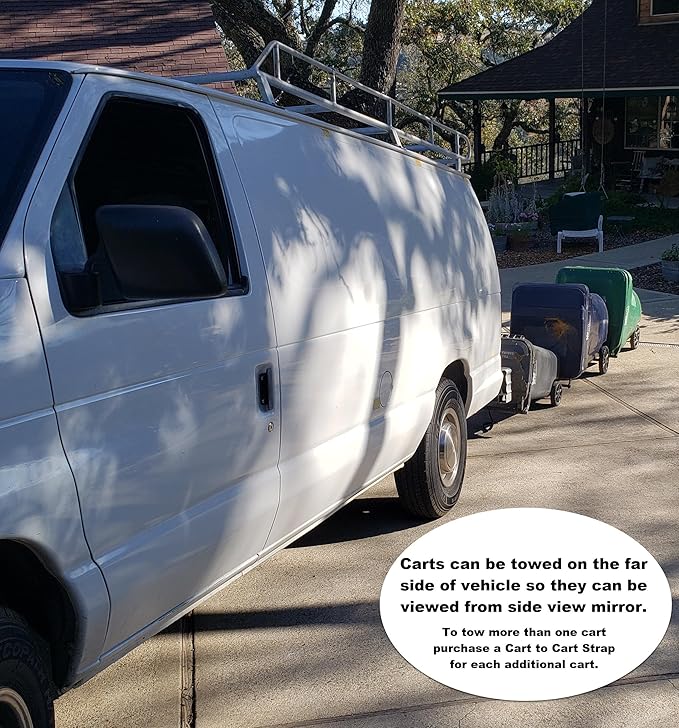 Trash Can Hauler | Garbage Can Hauling Towing Straps | No Hitch Required | Vehicle to Cart Strap | Works with Any Vehicle | Trash Can Transporter & Cart Attaches to Cars, ATV, Lawn Mower