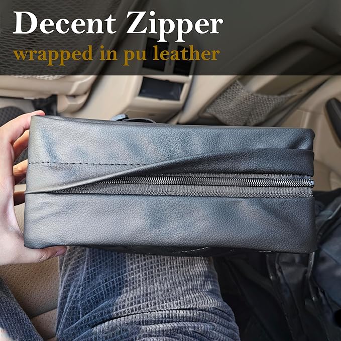 Car Tissue Holder for 120 Standard Tissue,Leather PU Tissues Box Cover for Car Backseat,Extra Large Rectangle Napkin Holder Soft Rectangular,Fits for Kleenex tissues,for Storage& Organization (Black)