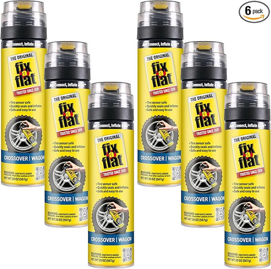 Fix-A-Flat S60430-6PK Aerosol Emergency Flat Tire Repair and Inflator, for Large Tires, Eco-Friendly Formula, Universal Fit for All Cars and Small Trucks/SUVs, 20 oz. (Pack of 6)