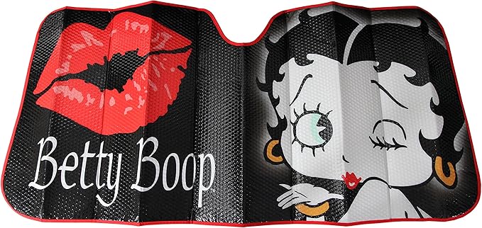 Plasticolor 003716R01 Betty Boop Timeless Black Accordion Style Car Truck SUV Front Windshield Sunshade